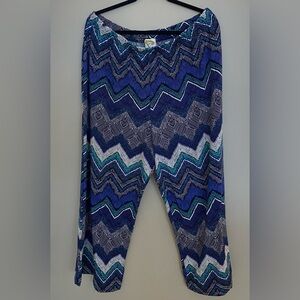 Fig and Flower Blue zigzag Wide Leg Pants 1X